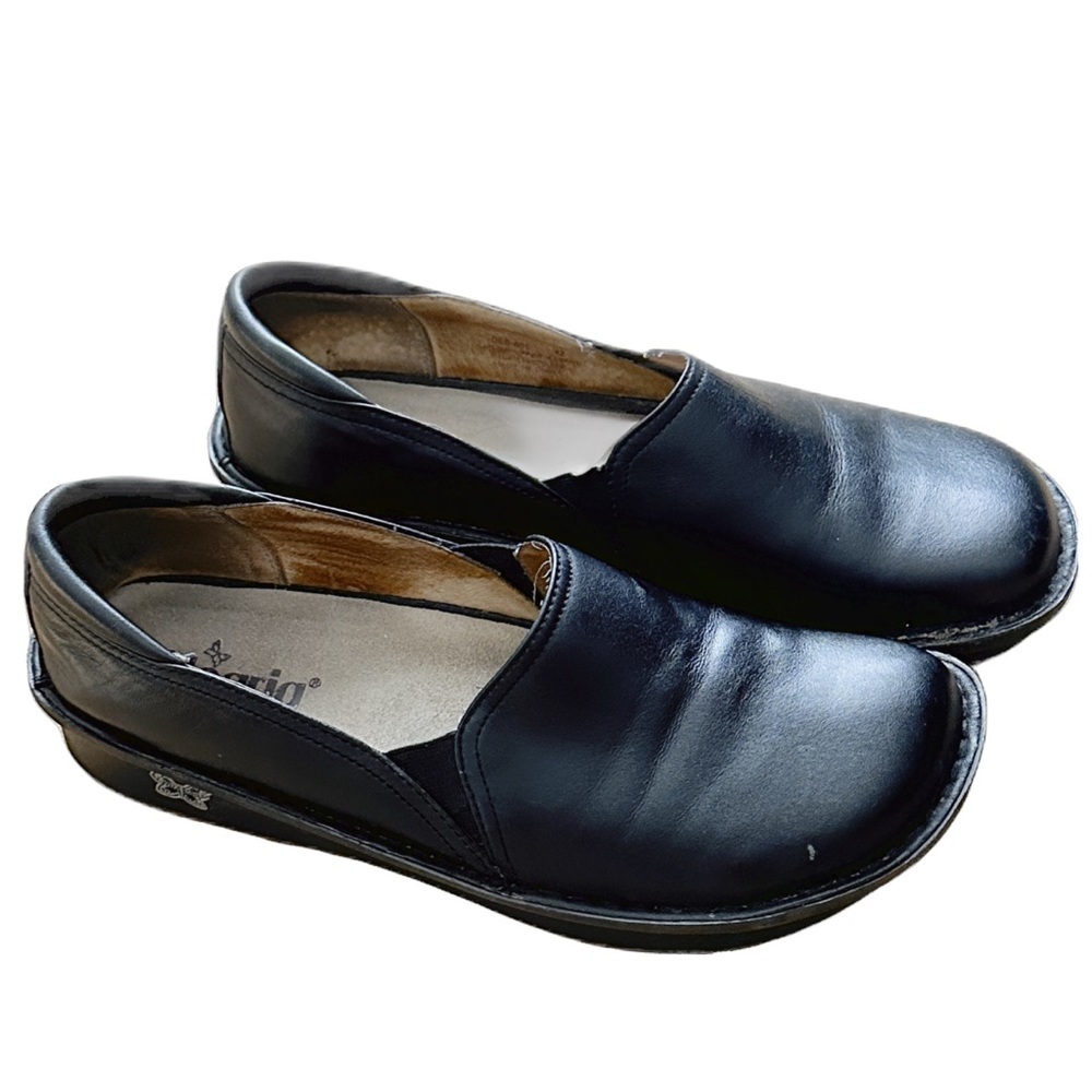Minimalist Classic Comfy No-Fuss Black Leather Alegria Nonslip Slip-On Clogs ~42